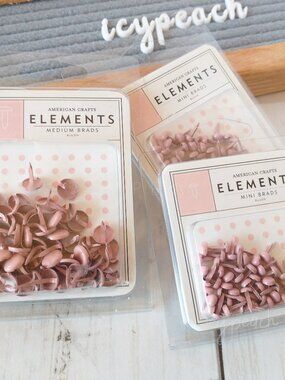 American Crafts Elements Blush Brads Medium Mini Discontinued Craft Supply DIY